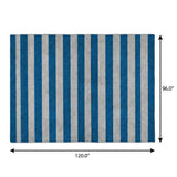 8' X 10' Blue And Gray Striped Shag Washable Area Rug With UV Protection - HomeRoots - Flyclothing LLC