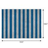 9' X 12' Blue And Gray Striped Shag Washable Area Rug With UV Protection - HomeRoots - Flyclothing LLC