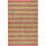 3' X 5' Blush And Green Striped Shag Washable Area Rug With UV Protection - HomeRoots - Flyclothing LLC