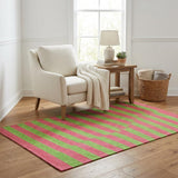 5' X 8' Blush And Green Striped Shag Washable Area Rug With UV Protection - HomeRoots - Flyclothing LLC
