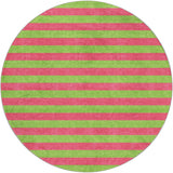 8' Blush And Green Striped Shag Washable Round Rug With UV Protection - HomeRoots - Flyclothing LLC