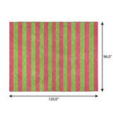 8' X 10' Blush And Green Striped Shag Washable Area Rug With UV Protection - HomeRoots - Flyclothing LLC