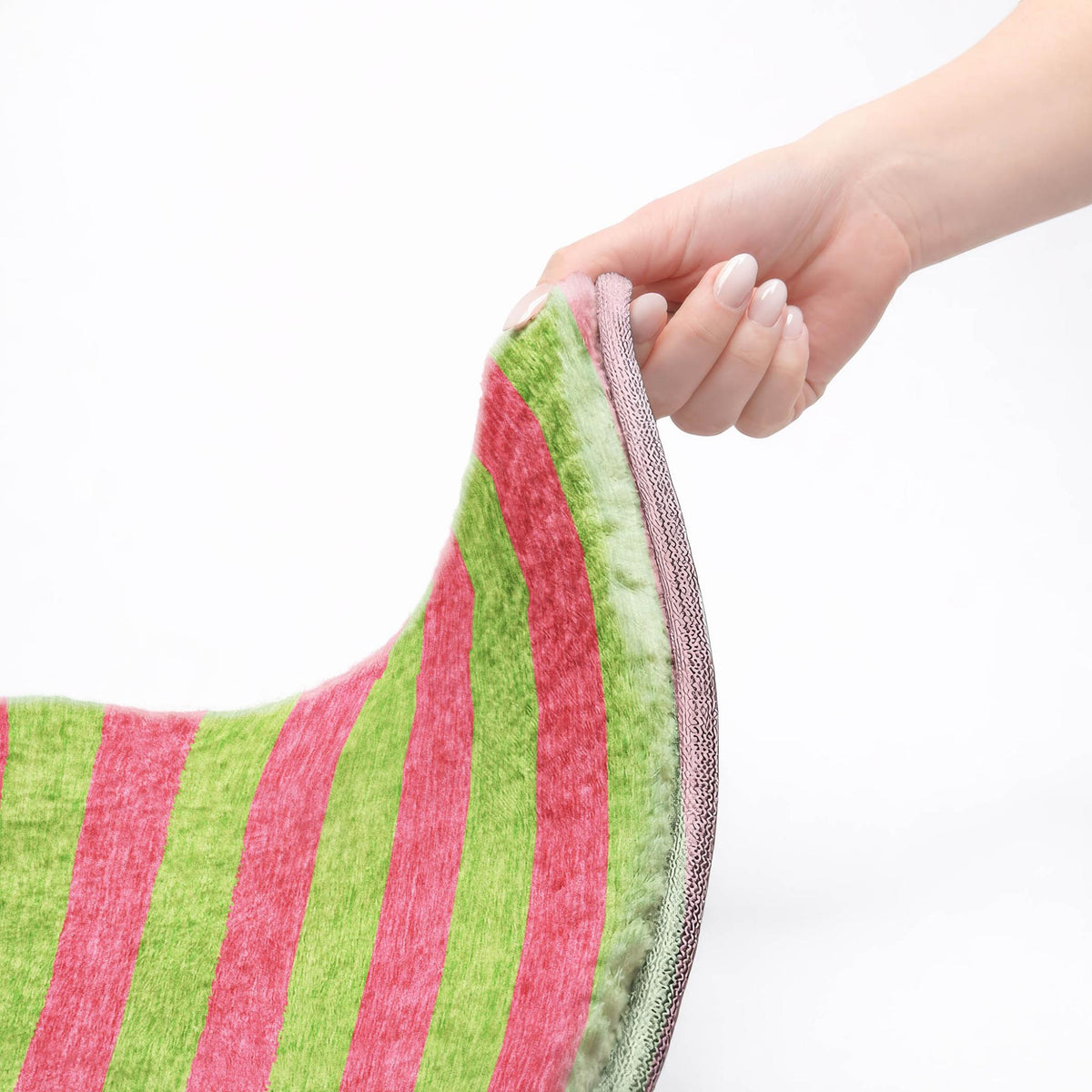 9' X 12' Blush And Green Striped Shag Washable Area Rug With UV Protection - HomeRoots - Flyclothing LLC