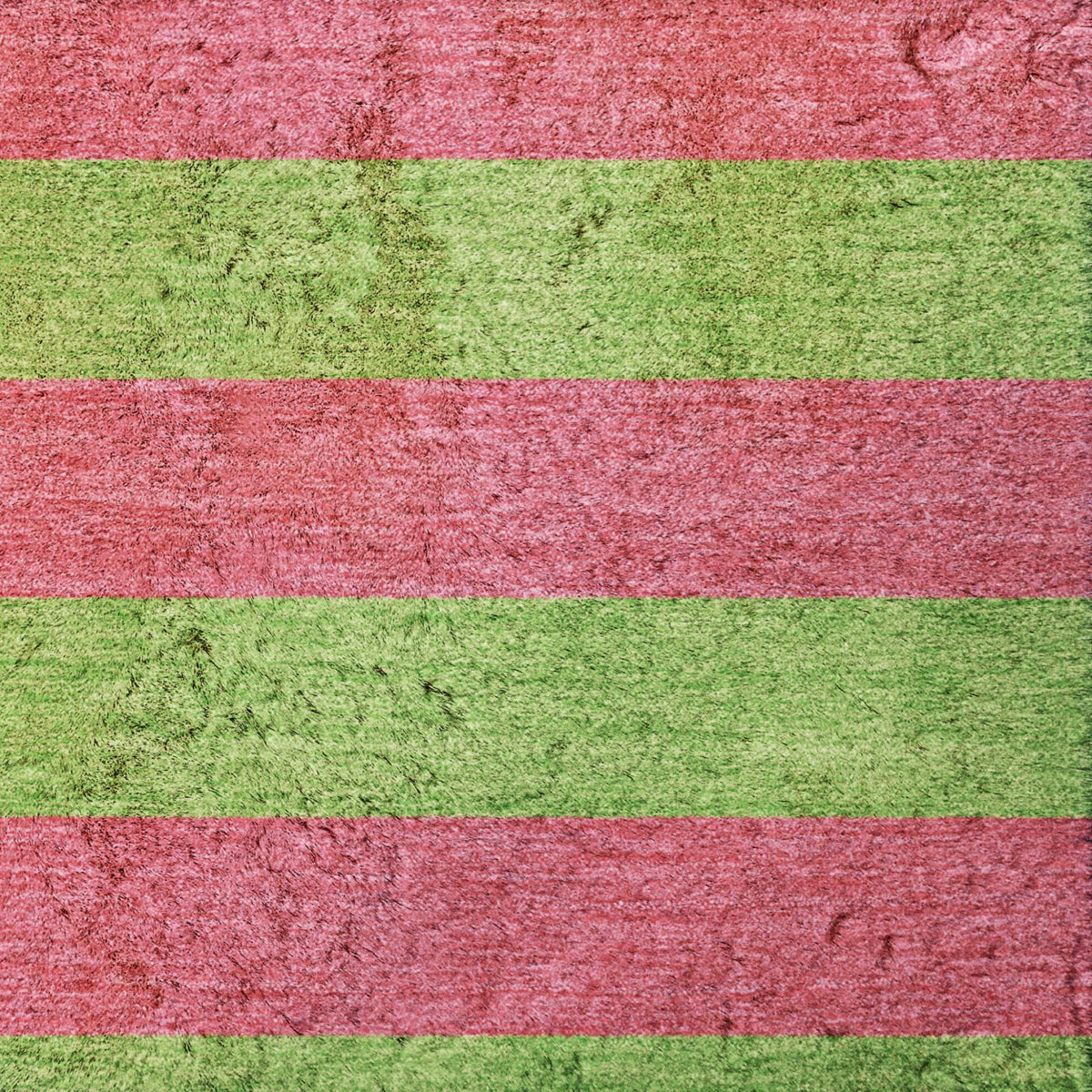 9' X 12' Blush And Green Striped Shag Washable Area Rug With UV Protection - HomeRoots - Flyclothing LLC