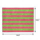 9' X 12' Blush And Green Striped Shag Washable Area Rug With UV Protection - HomeRoots - Flyclothing LLC