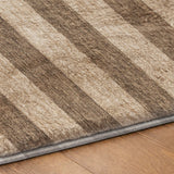 3' X 5' Coffee And Taupe Striped Shag Washable Area Rug With UV Protection - HomeRoots - Flyclothing LLC