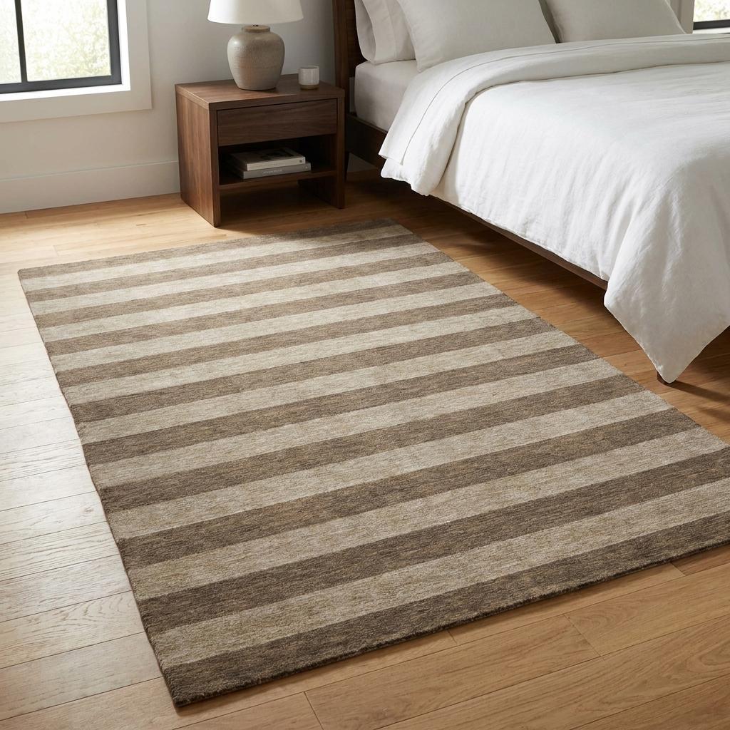 3' X 5' Coffee And Taupe Striped Shag Washable Area Rug With UV Protection - HomeRoots - Flyclothing LLC