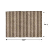 5' X 8' Coffee And Taupe Striped Shag Washable Area Rug With UV Protection - HomeRoots - Flyclothing LLC