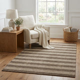 5' X 8' Coffee And Taupe Striped Shag Washable Area Rug With UV Protection - HomeRoots - Flyclothing LLC