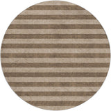 8' Coffee And Taupe Striped Shag Washable Round Rug With UV Protection - HomeRoots - Flyclothing LLC