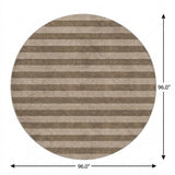 8' Coffee And Taupe Striped Shag Washable Round Rug With UV Protection - HomeRoots - Flyclothing LLC