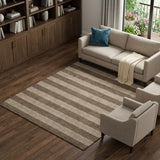 8' X 10' Coffee And Taupe Striped Shag Washable Area Rug With UV Protection - HomeRoots - Flyclothing LLC