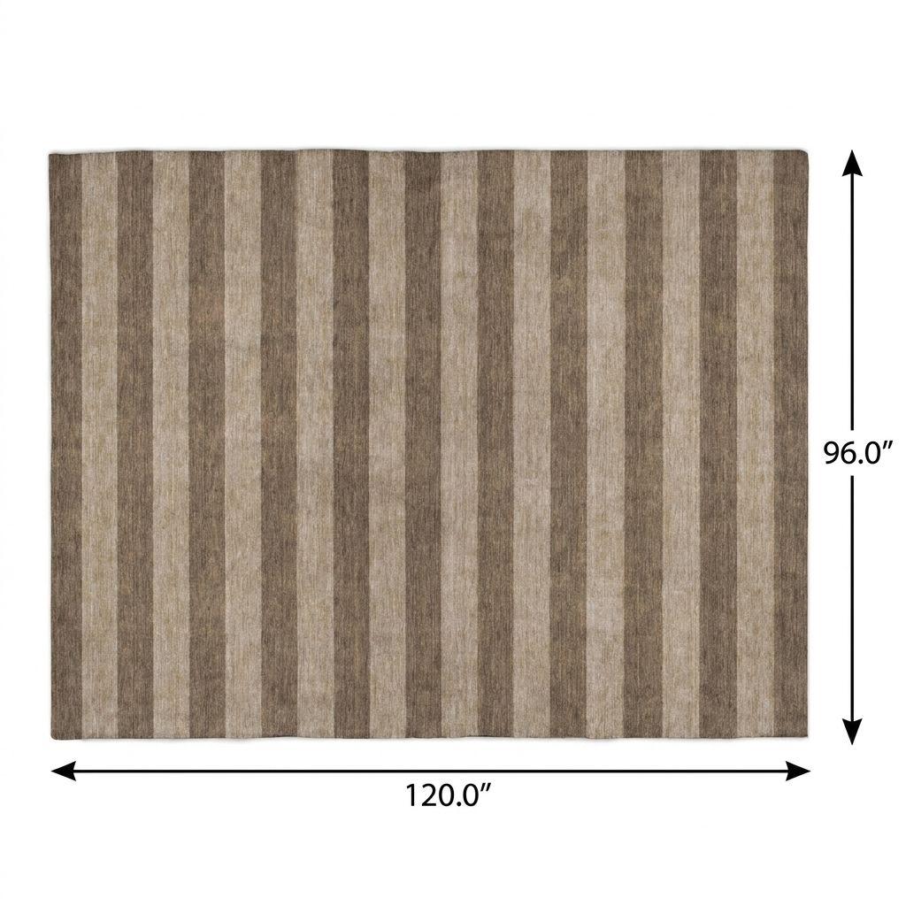 8' X 10' Coffee And Taupe Striped Shag Washable Area Rug With UV Protection - HomeRoots - Flyclothing LLC