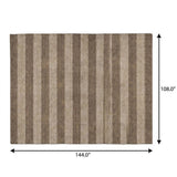 9' X 12' Coffee And Taupe Striped Shag Washable Area Rug With UV Protection - HomeRoots - Flyclothing LLC