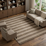 10' X 14' Coffee And Taupe Striped Shag Washable Area Rug With UV Protection - HomeRoots - Flyclothing LLC