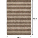 10' X 14' Coffee And Taupe Striped Shag Washable Area Rug With UV Protection - HomeRoots - Flyclothing LLC