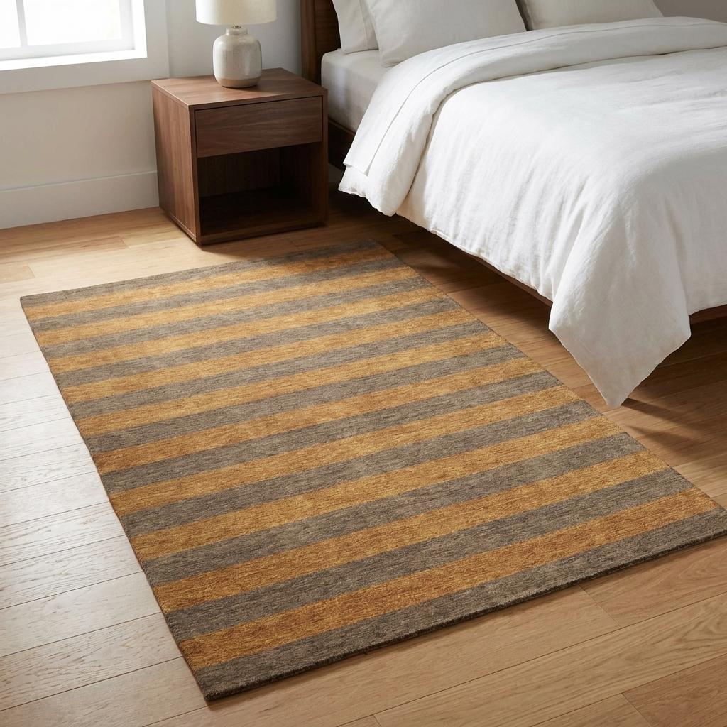 3' X 5' Brown And Copper Striped Shag Washable Area Rug With UV Protection - HomeRoots - Flyclothing LLC