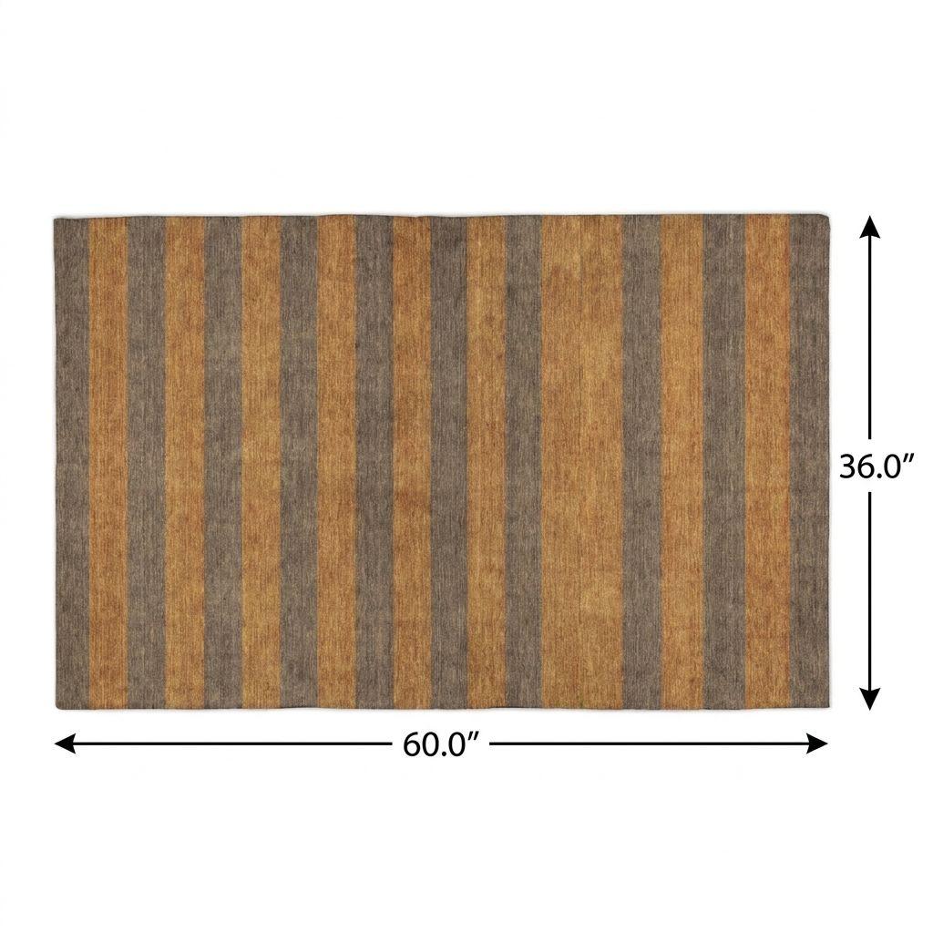 3' X 5' Brown And Copper Striped Shag Washable Area Rug With UV Protection - HomeRoots - Flyclothing LLC