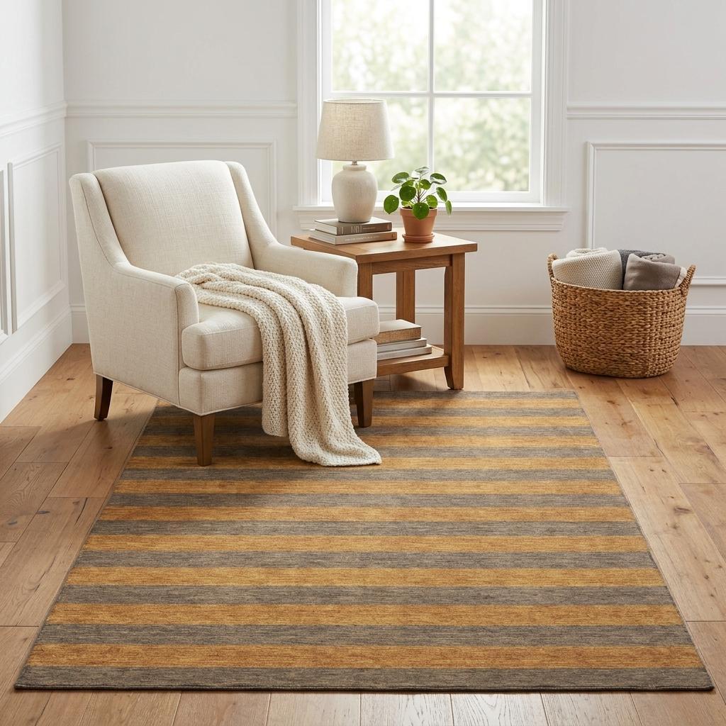 5' X 8' Brown And Copper Striped Shag Washable Area Rug With UV Protection - HomeRoots - Flyclothing LLC