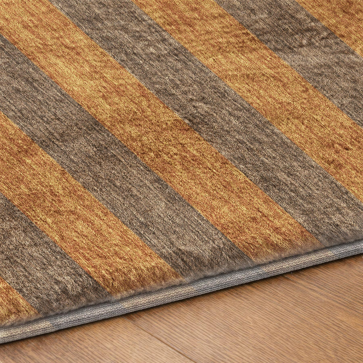5' X 8' Brown And Copper Striped Shag Washable Area Rug With UV Protection - HomeRoots - Flyclothing LLC