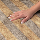 5' X 8' Brown And Copper Striped Shag Washable Area Rug With UV Protection - HomeRoots - Flyclothing LLC