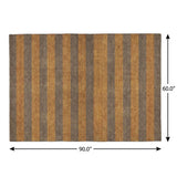5' X 8' Brown And Copper Striped Shag Washable Area Rug With UV Protection - HomeRoots - Flyclothing LLC