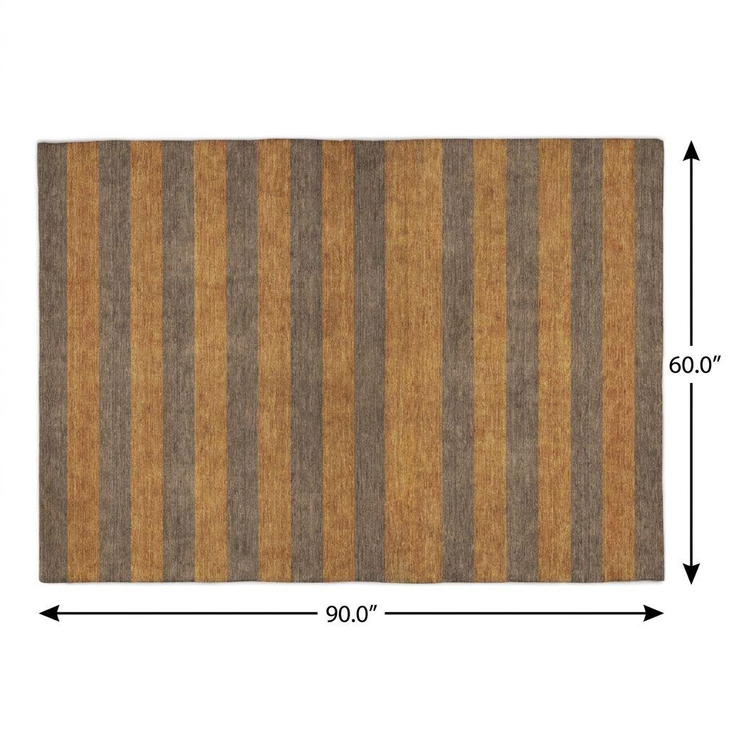 5' X 8' Brown And Copper Striped Shag Washable Area Rug With UV Protection - HomeRoots - Flyclothing LLC