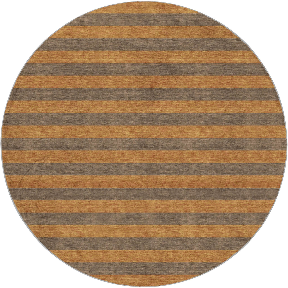 8' Brown And Copper Striped Shag Washable Round Rug With UV Protection - HomeRoots - Flyclothing LLC