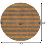 8' Brown And Copper Striped Shag Washable Round Rug With UV Protection - HomeRoots - Flyclothing LLC