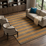 9' X 12' Brown And Copper Striped Shag Washable Area Rug With UV Protection - HomeRoots - Flyclothing LLC