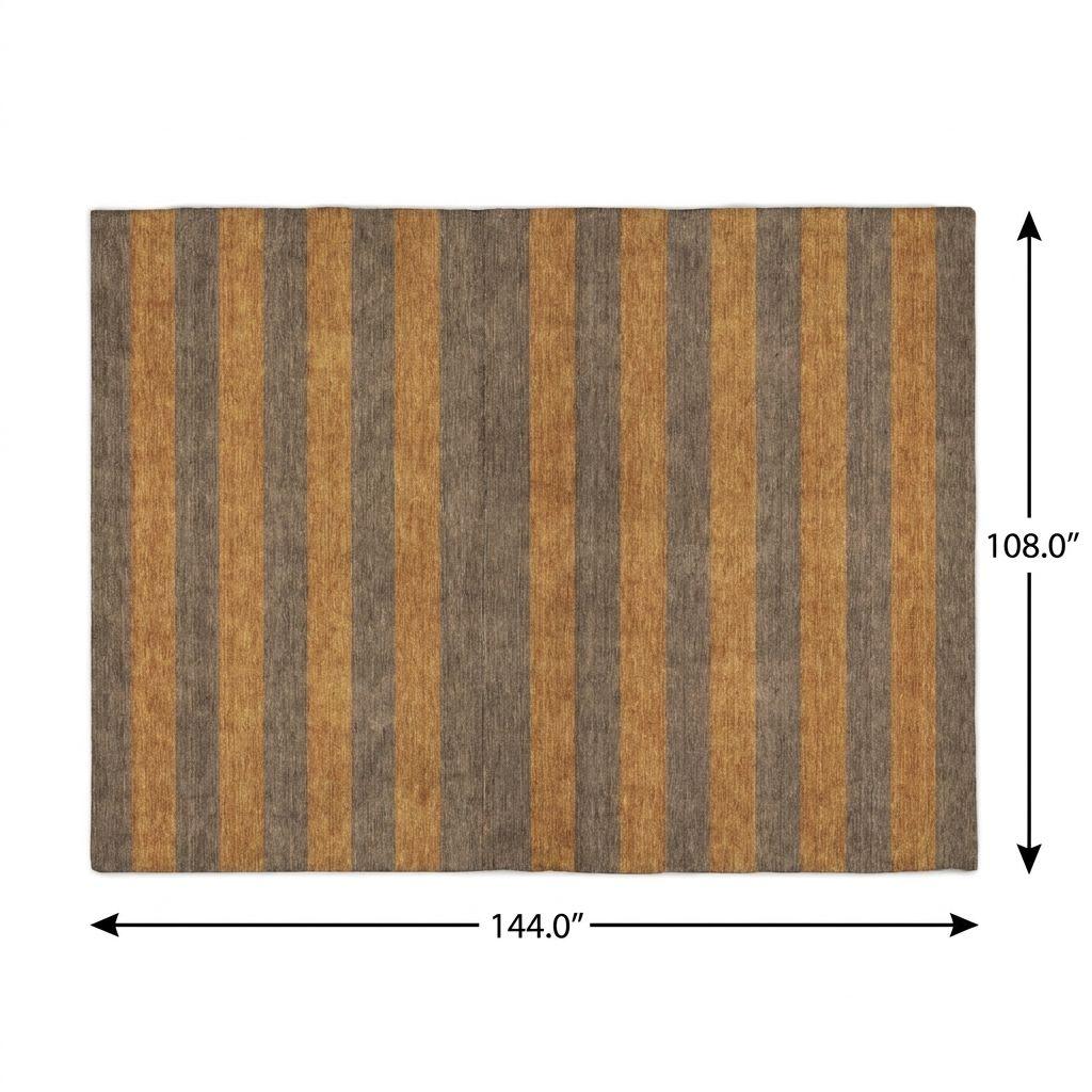 9' X 12' Brown And Copper Striped Shag Washable Area Rug With UV Protection - HomeRoots - Flyclothing LLC