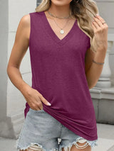 Classic V-Neck Sleeveless Tank Top - Trendsi - Flyclothing LLC