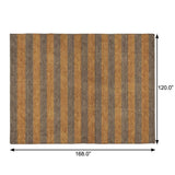 10' X 14' Brown And Copper Striped Shag Washable Area Rug With UV Protection - HomeRoots - Flyclothing LLC