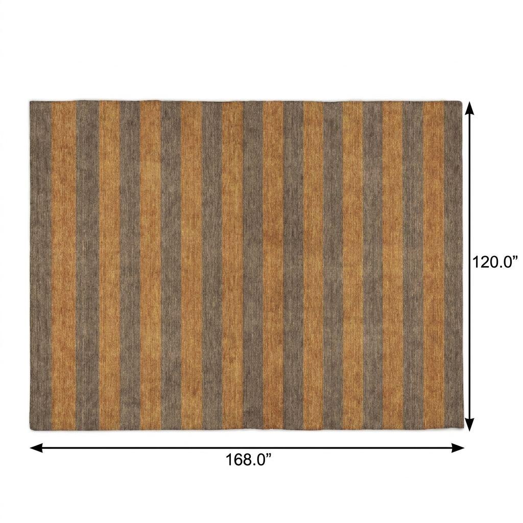 10' X 14' Brown And Copper Striped Shag Washable Area Rug With UV Protection - HomeRoots - Flyclothing LLC
