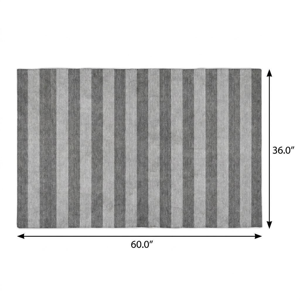 3' X 5' Granite Gray And Gray Striped Shag Washable Area Rug With UV Protection - HomeRoots - Flyclothing LLC