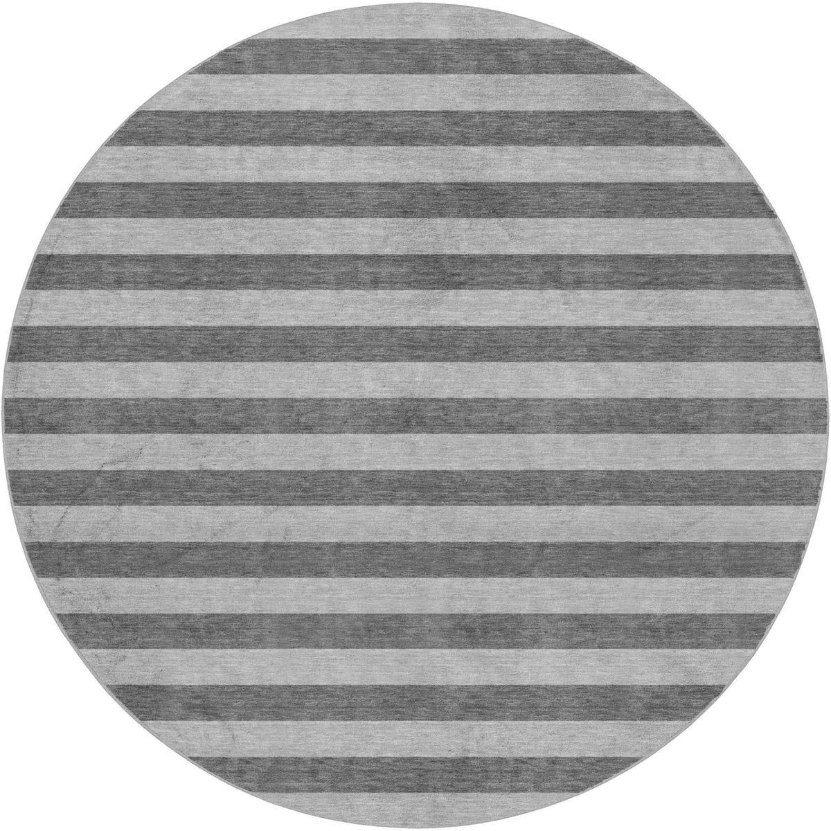 8' Granite Gray And Gray Striped Shag Washable Round Rug With UV Protection - HomeRoots - Flyclothing LLC