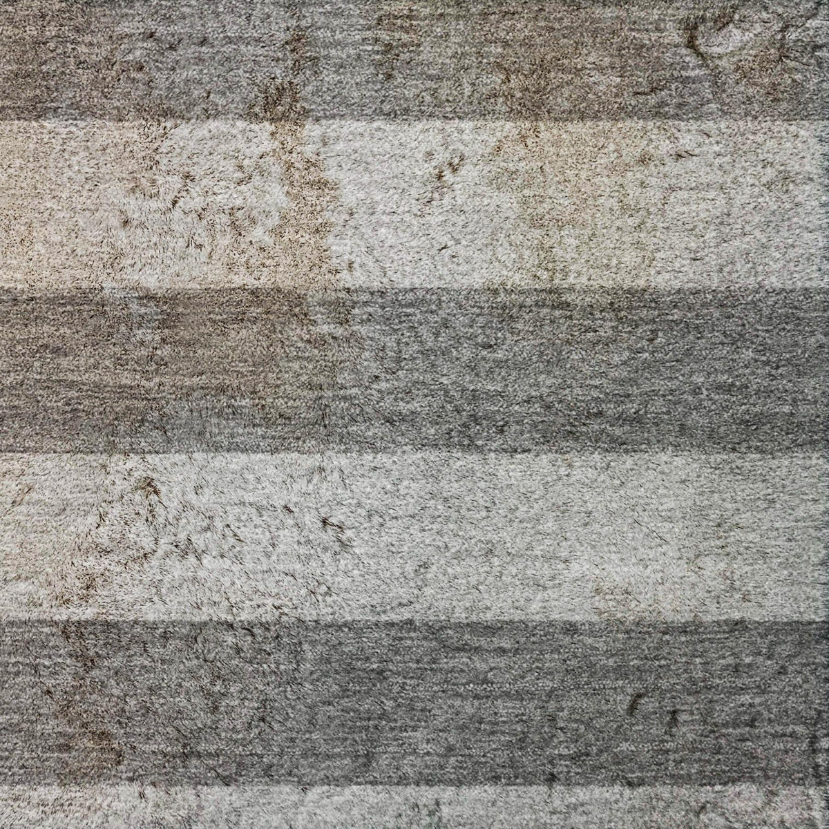 8' Granite Gray And Gray Striped Shag Washable Round Rug With UV Protection - HomeRoots - Flyclothing LLC