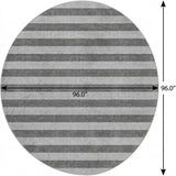8' Granite Gray And Gray Striped Shag Washable Round Rug With UV Protection - HomeRoots - Flyclothing LLC