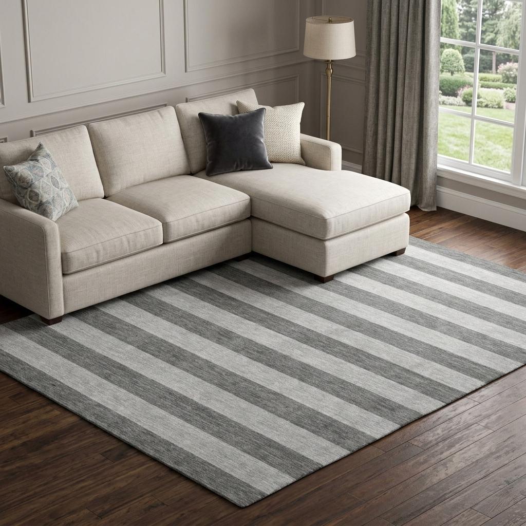 8' X 10' Granite Gray And Gray Striped Shag Washable Area Rug With UV Protection - HomeRoots - Flyclothing LLC