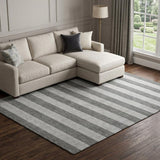 8' X 10' Granite Gray And Gray Striped Shag Washable Area Rug With UV Protection - HomeRoots - Flyclothing LLC