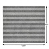 8' X 10' Granite Gray And Gray Striped Shag Washable Area Rug With UV Protection - HomeRoots - Flyclothing LLC
