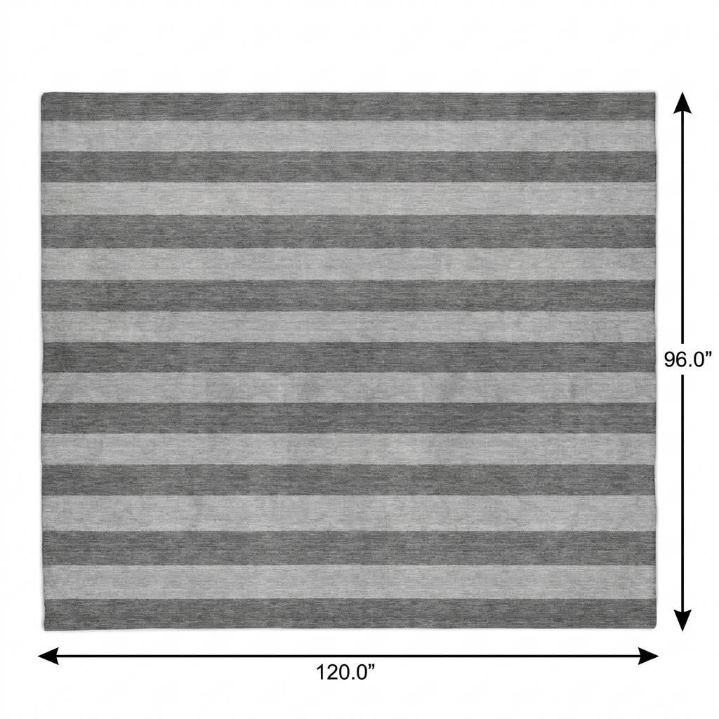 8' X 10' Granite Gray And Gray Striped Shag Washable Area Rug With UV Protection - HomeRoots - Flyclothing LLC
