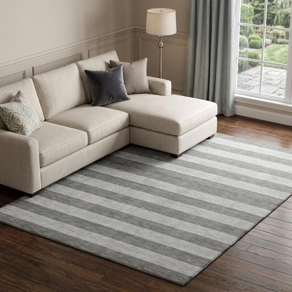10' X 14' Granite Gray And Gray Striped Shag Washable Area Rug With UV Protection - HomeRoots - Flyclothing LLC