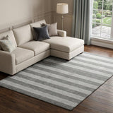 10' X 14' Granite Gray And Gray Striped Shag Washable Area Rug With UV Protection - HomeRoots - Flyclothing LLC