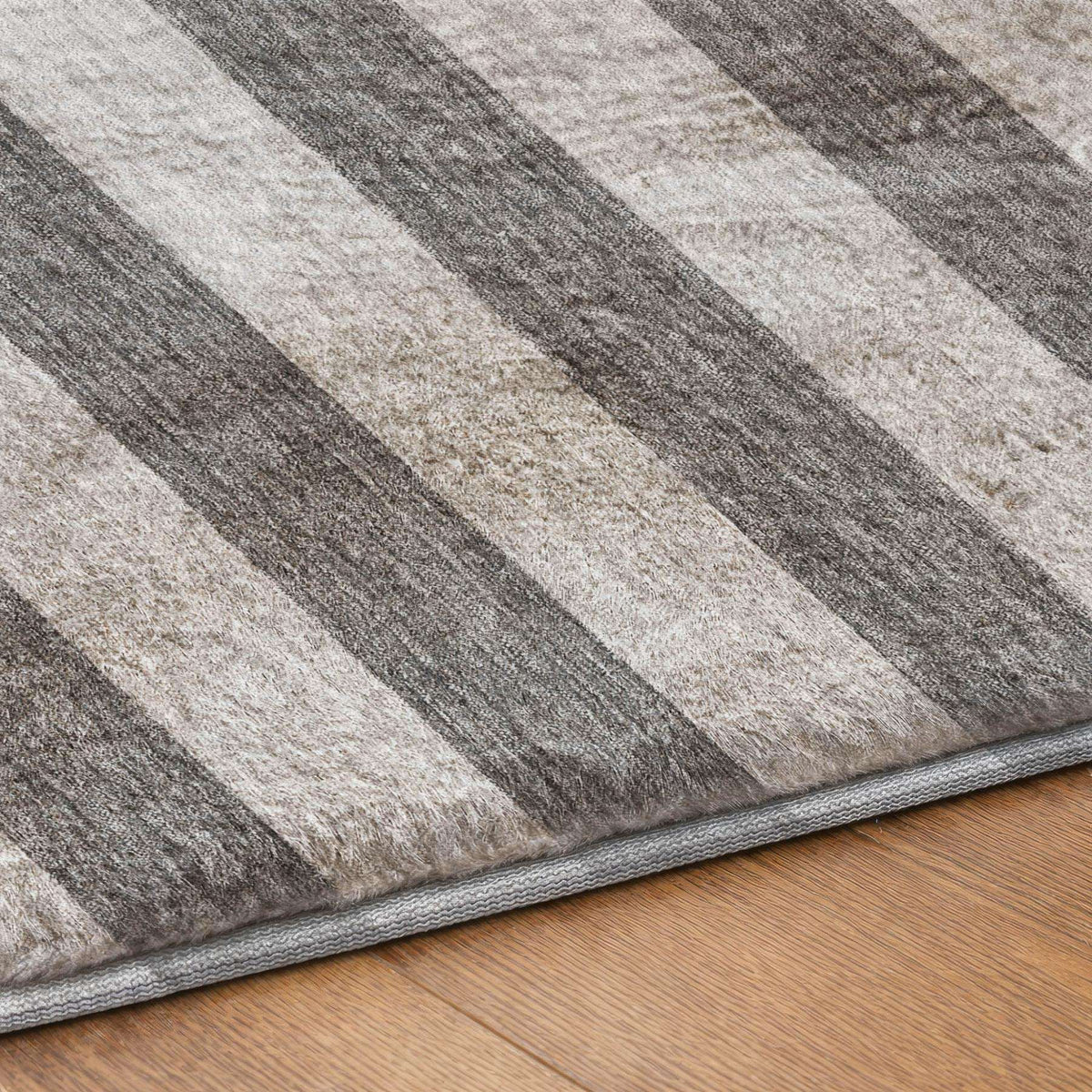10' X 14' Granite Gray And Gray Striped Shag Washable Area Rug With UV Protection - HomeRoots - Flyclothing LLC