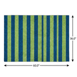 3' X 5' Navy Blue And Green Striped Shag Washable Area Rug With UV Protection - HomeRoots - Flyclothing LLC