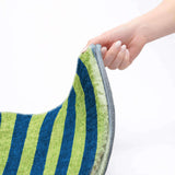 5' X 8' Navy Blue And Green Striped Shag Washable Area Rug With UV Protection - HomeRoots - Flyclothing LLC