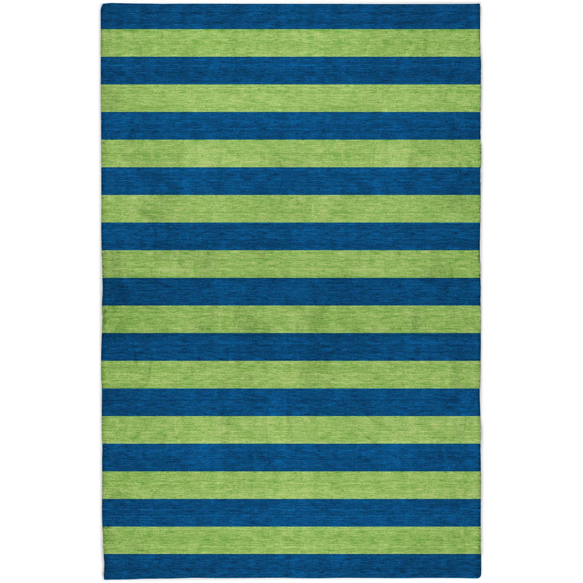 8' X 10' Navy Blue And Green Striped Shag Washable Area Rug With UV Protection - HomeRoots - Flyclothing LLC
