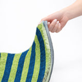 8' X 10' Navy Blue And Green Striped Shag Washable Area Rug With UV Protection - HomeRoots - Flyclothing LLC