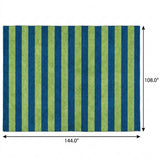 9' X 12' Navy Blue And Green Striped Shag Washable Area Rug With UV Protection - HomeRoots - Flyclothing LLC
